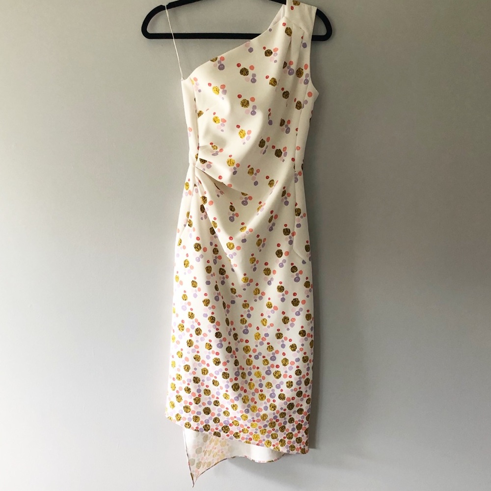 NWT Peter Pilotto Cady One Shoulder Asymmetrical Abstract Dot‎ Dress Size 6